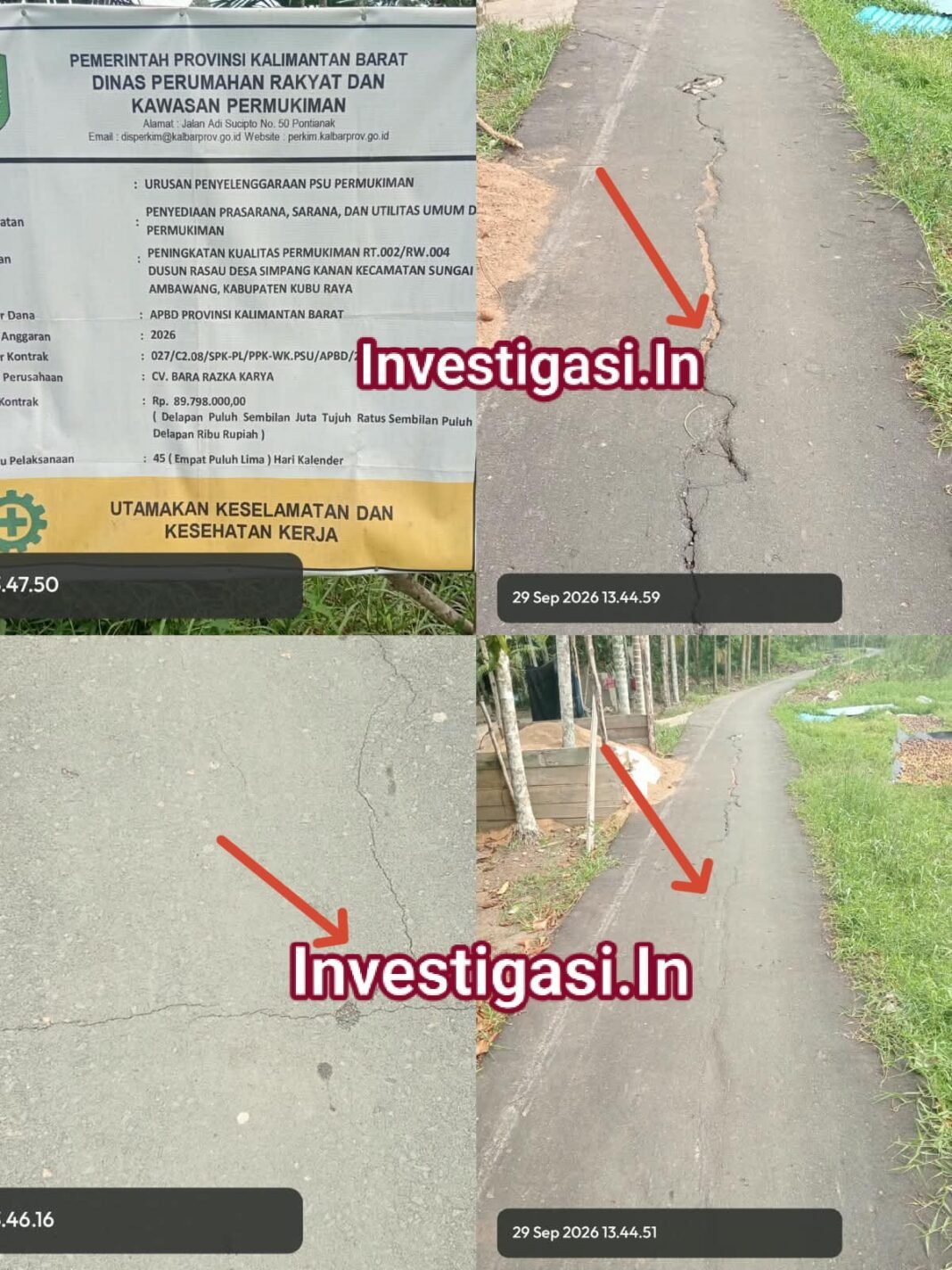 Aspal Baru Rampung Sudah Pecah, Proyek Jalan Lingkungan Rp89,7 Juta Dipertanyakan Aspal Baru Rampung Sudah Pecah, Proyek Jalan Lingkungan Rp89,7 Juta Dipertanyakan