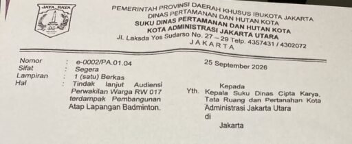 Instruksi Kasudin Diabaikan, Pembangunan Atap Lapangan Badminton di RTH Sunter Agung Tetap Berjalan Instruksi Kasudin Diabaikan, Pembangunan Atap Lapangan Badminton di RTH Sunter Agung Tetap Berjalan